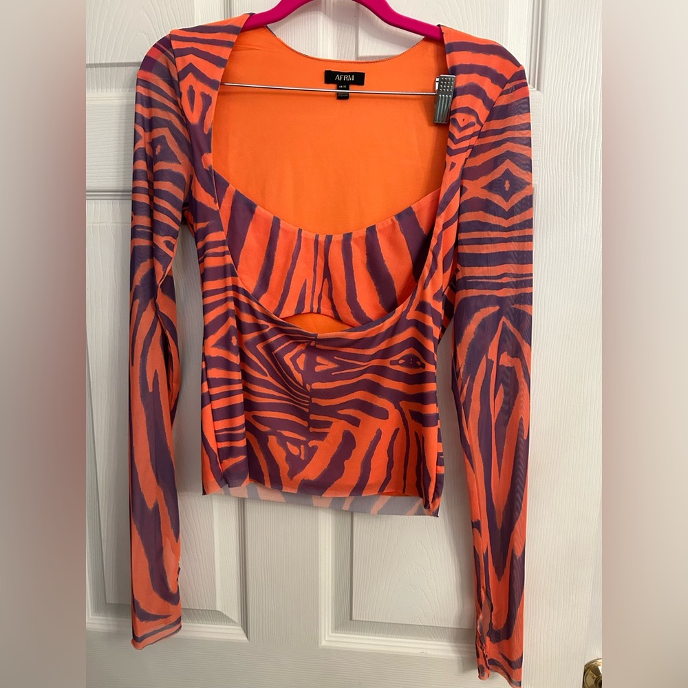 AFRM orange and purple tiger print top